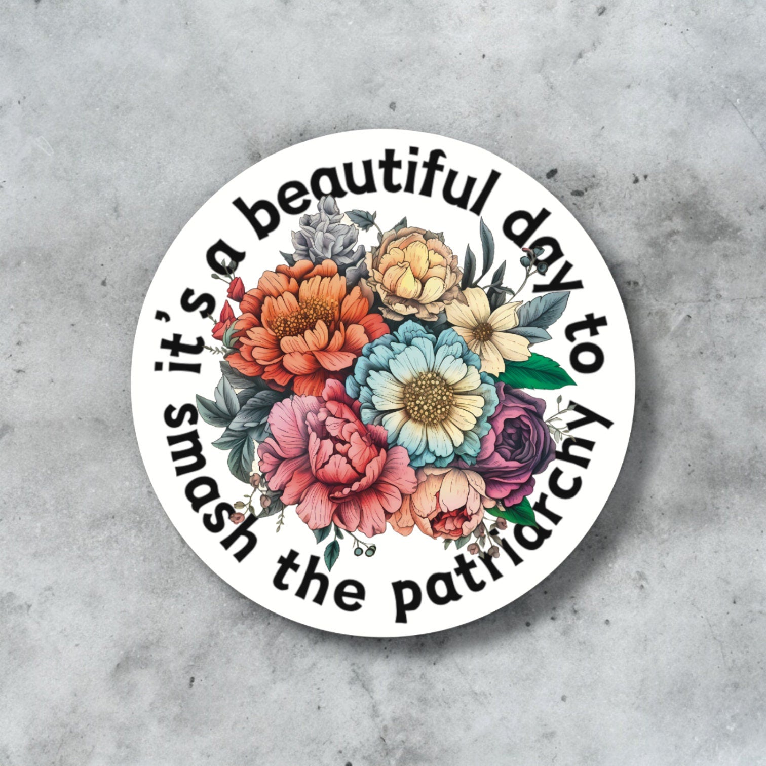 Smash the Patriarchy Floral Feminist Sticker