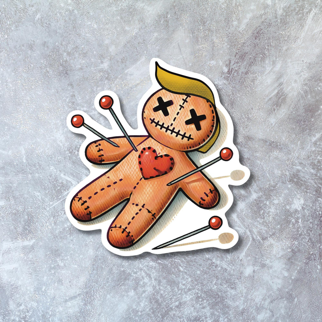 Anti-Trump Voodoo Doll Political Protest Sticker – Leftist Resistance Gift