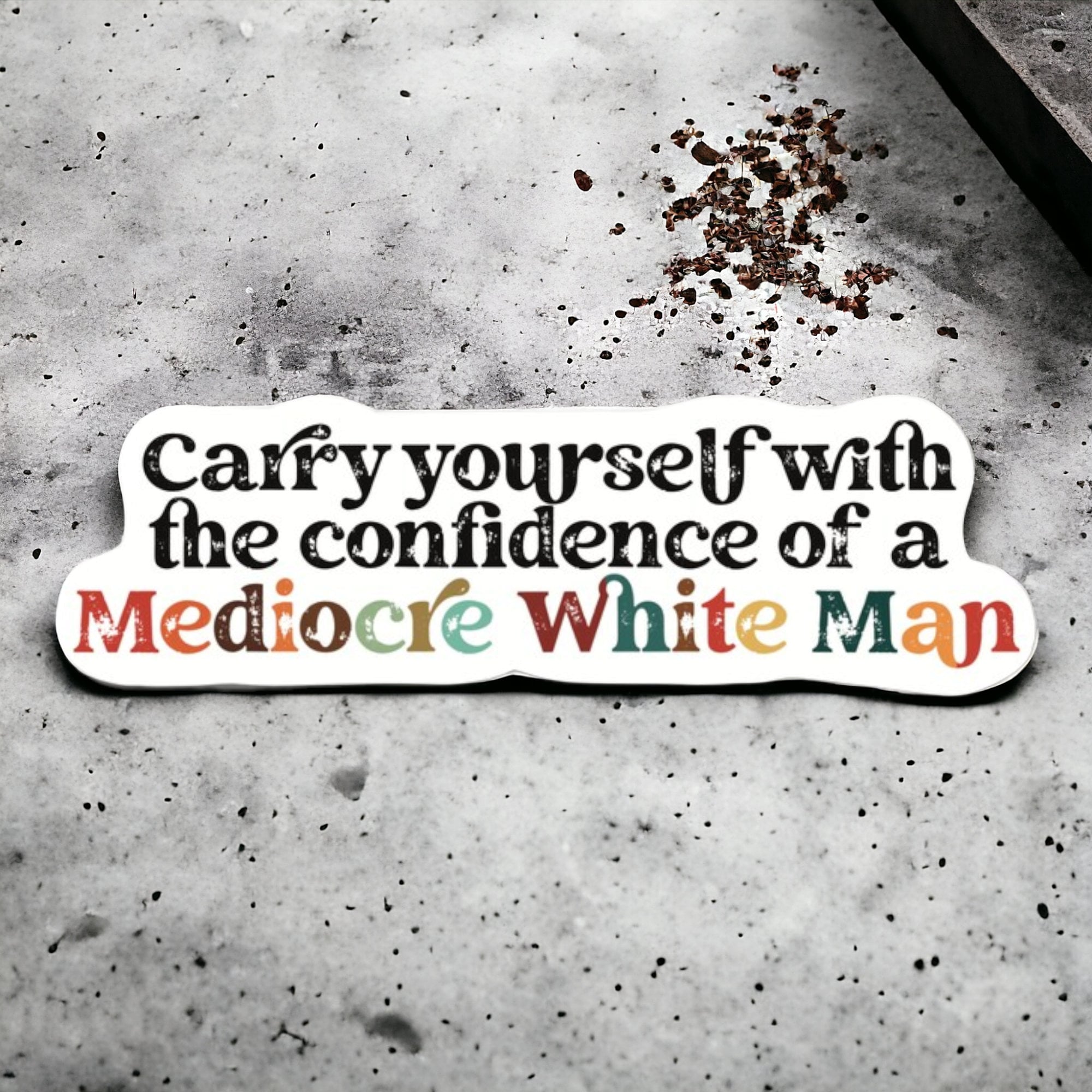 Mediocre White Man Feminist Humor Sticker – Sarcastic Gift for Women