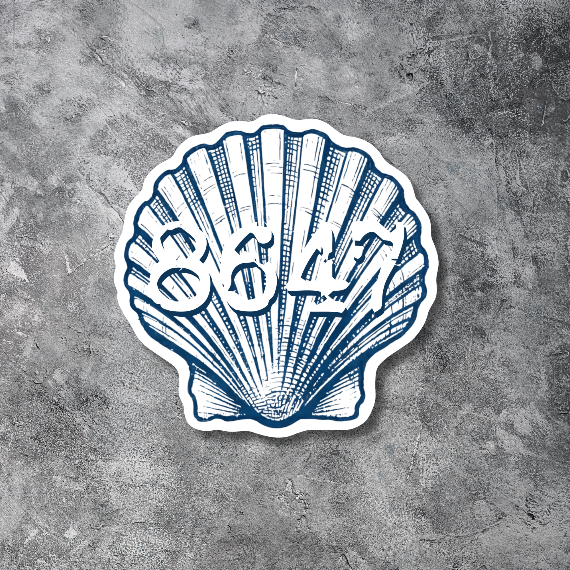 8647 Seashell Sticker | Vintage Blue & White Coastal Resistance Design