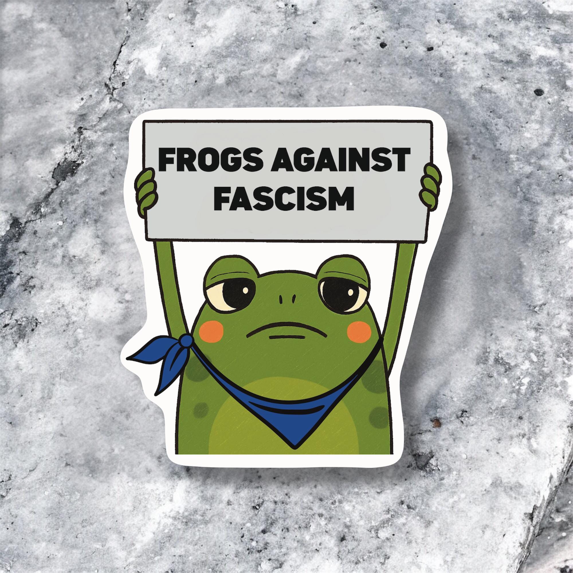 Frogs Against Fascism Sticker — Funny Political Activist Vinyl Decal