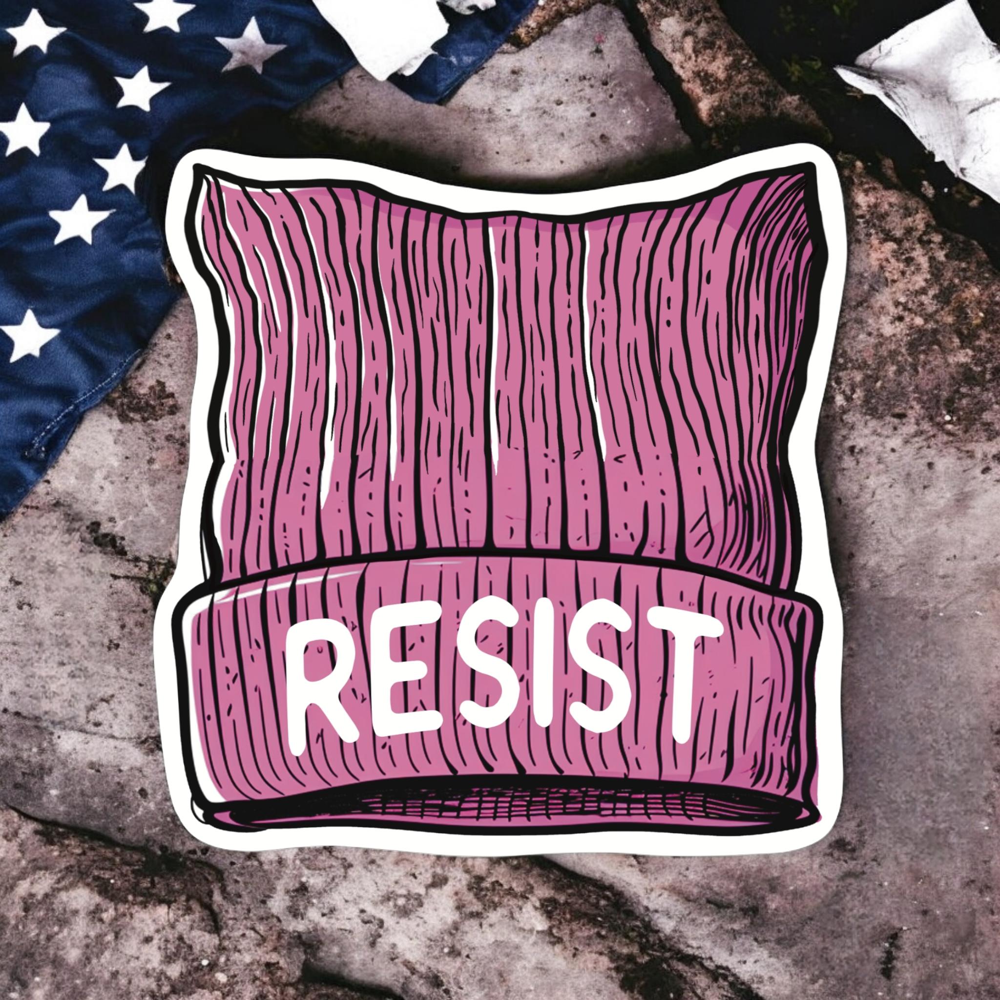Pink Pussyhat Resist Sticker — Feminist Political Vinyl Sticker