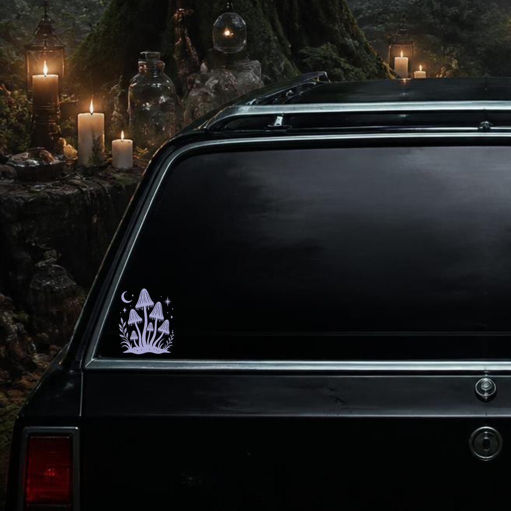 Witchy Inkcap Mushroom Vinyl Decal | Dark Cottagecore Car Sticker