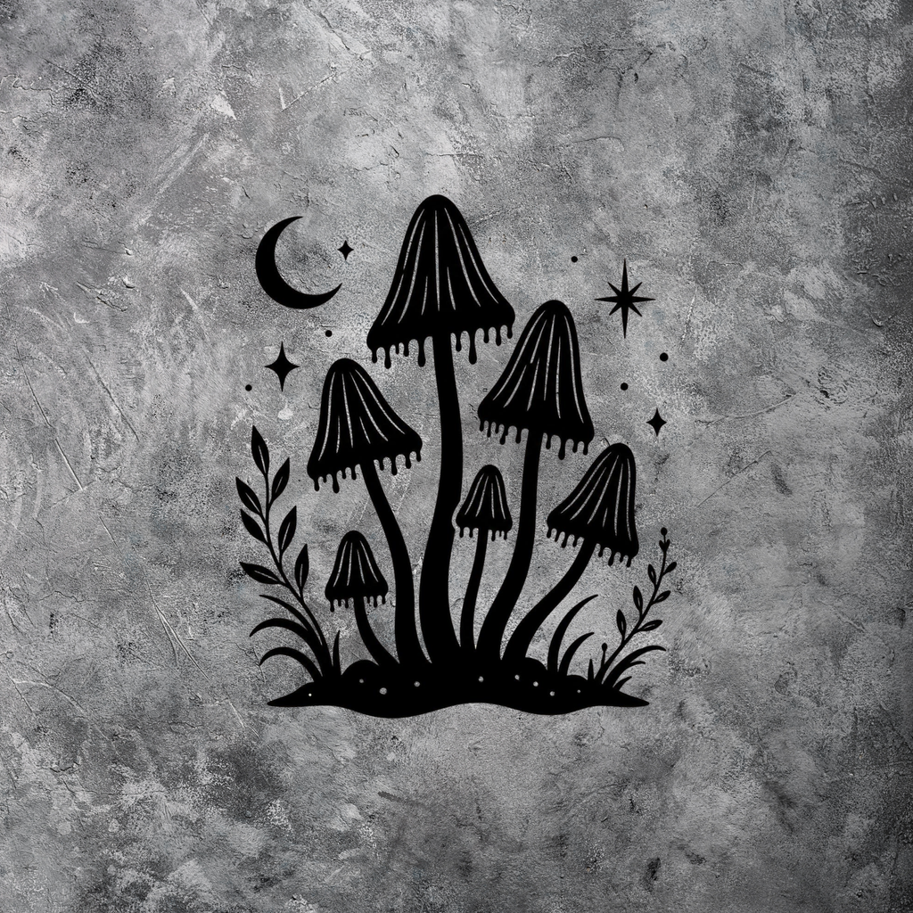 Witchy Inkcap Mushroom Vinyl Decal | Dark Cottagecore Car Sticker